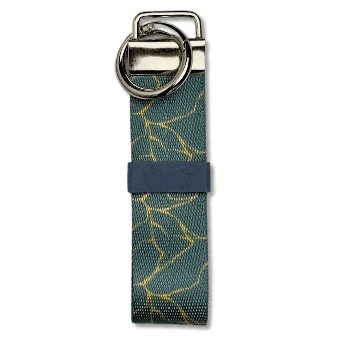 Hundekotbeutelhalter mit Rundkarabiner und Marmor Muster grün gold
