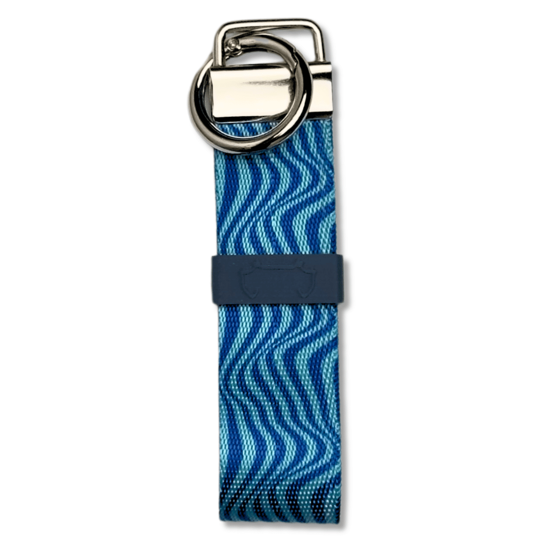 Kotbeutelhalter blau mit Rundkarabiner für Hundeleine