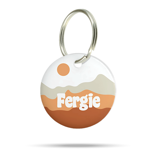 Personalisierte Hundemarke aus Acryl im warmen Naturdesign, leicht, geräuschlos und klimperfrei, individuelles Namensschild für Halsband