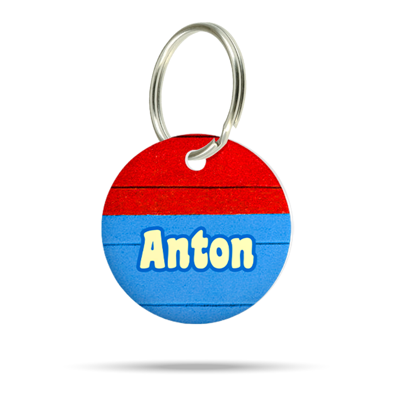 Acryl Hundemarke im sportlichen Design, personalisiert mit Name, leise und klimperfrei, Namensschild für aktive Hunde