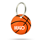 Personalisierte Hundemarke aus Acryl im Basketball Design, leicht, geräuschlos und klimperfrei, stylische Dog ID
