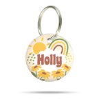 Personalisierte Hundemarke aus Acryl im Boho Design, leicht, geräuschlos und klimperfrei, stylische Dog ID