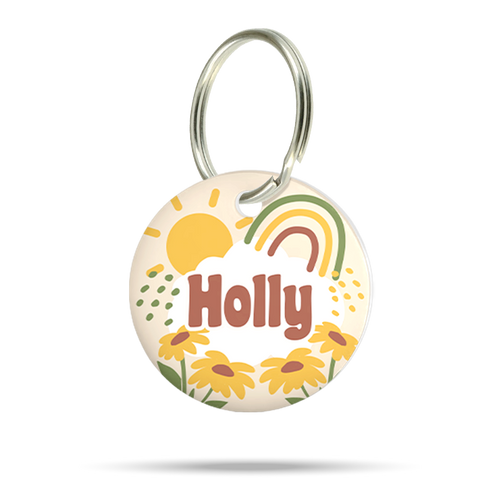 Personalisierte Hundemarke aus Acryl im Boho Design, leicht, geräuschlos und klimperfrei, stylische Dog ID