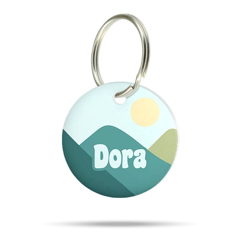 Acryl Hundemarke mit blauem Streifenmuster, personalisiert, leise und klimperfrei, individuelles Dog ID Tag