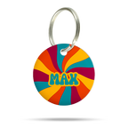 Personalisierte Hundemarke aus Acryl im bunten Lollipop Design, leicht, geräuschlos und klimperfrei, Dog ID mit Namen „Max“