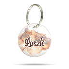 Personalisierte Hundemarke aus Acryl im edlen Marmor Design, leicht, geräuschlos und klimperfrei, Dog ID mit Namen „Laszlo“