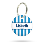 Acryl Hundemarke im maritimen Streifen Design, personalisiert, leise und klimperfrei, Namensschild mit Namen „Lisbeth“