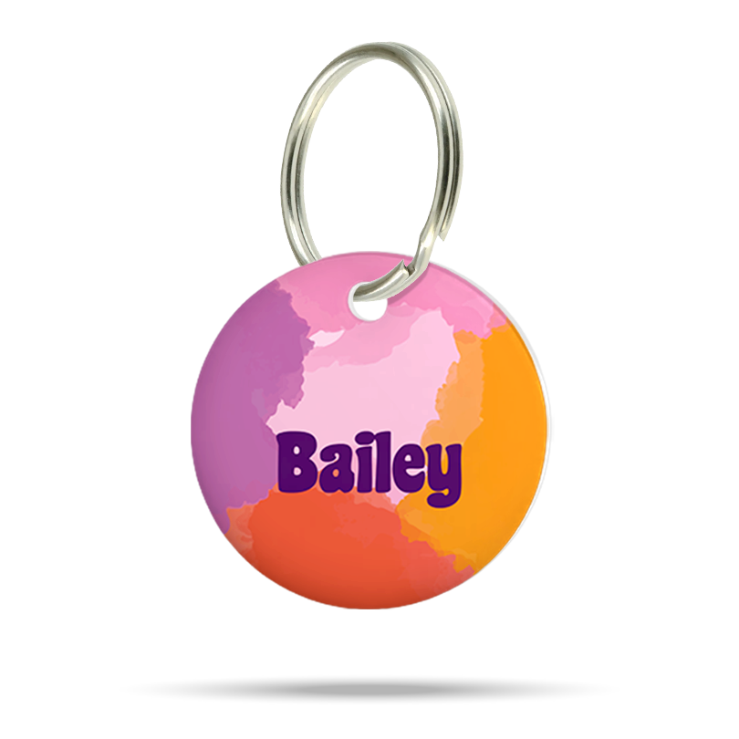 Personalisierte Hundemarke aus Acryl im Pastell Farbverlauf, leicht, geräuschlos und klimperfrei, Dog ID mit Namen „Bailey“