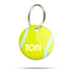 Personalisierte Hundemarke aus Acryl im Tennisball Design, leicht, geräuschlos und klimperfrei, Namensschild mit Namen „Toni“