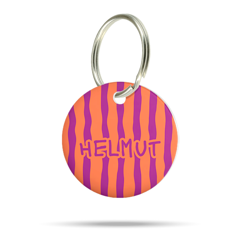 Neon Orange Lila Streifen - Hundemarke