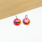 Acryl Hundemarken im Pastell Farbdesign, personalisiert, leise und klimperfrei, Namensschild mit Namen „Lisbeth“ und zusätzlicher Marke mit Telefonnummer