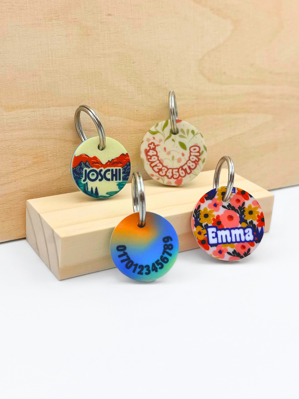 Acryl Hundemarken Set mit Name und Telefonnummer, personalisiert, leicht und geräuschlos, sichere Tiermarke für Hunde und Welpen