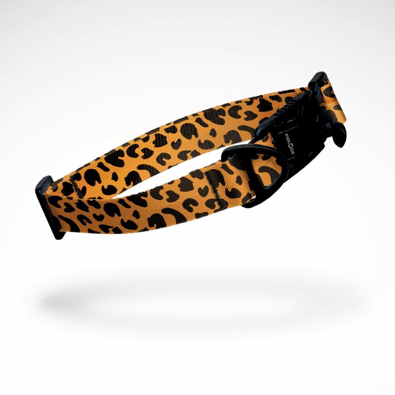 Hundehalsband | Magnetverschluss | FIDLOCK | V-BUCKLE | größenverstellbar | Konfigurator | Animal Print Leopard