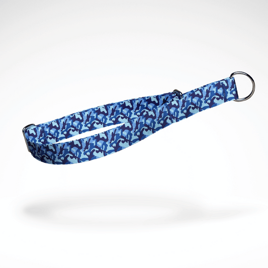 Zugstopp Halsband | Martingale | Schlupfhalsband | kostenlose Personalisierung | blau Camo | größenverstellbar