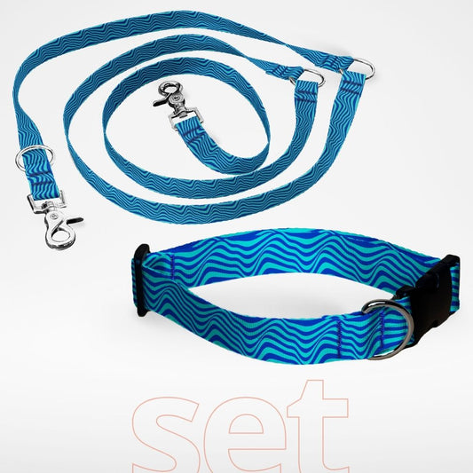 Set Halsband & Leine - Marine Swirl