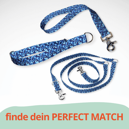 Set Zugstopp Halsband Martingale, dreifach verstellbarer Hundeleine und Kurzführer mit blauem Camouflage