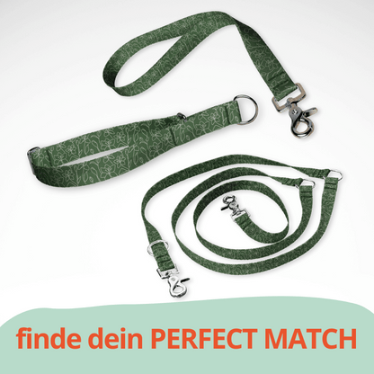 Set Zugstopp Halsband Martingale, dreifach verstellbarer Hundeleine und Kurzführer mit Blumen